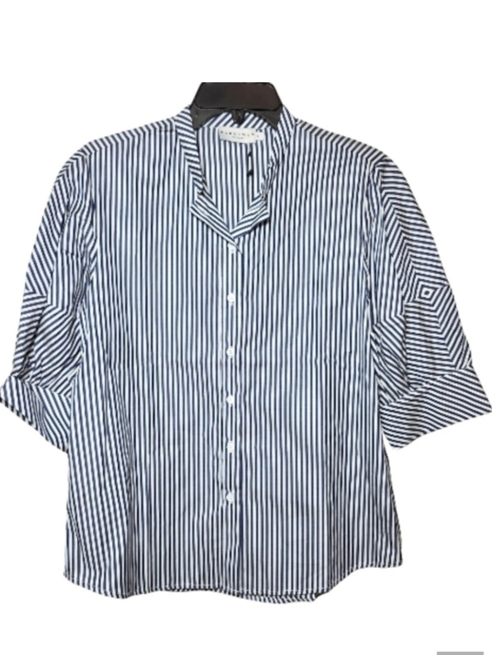 NWT! Harshman, Roxana Shirt, Navy Stripes, Size Small, MSRP $248